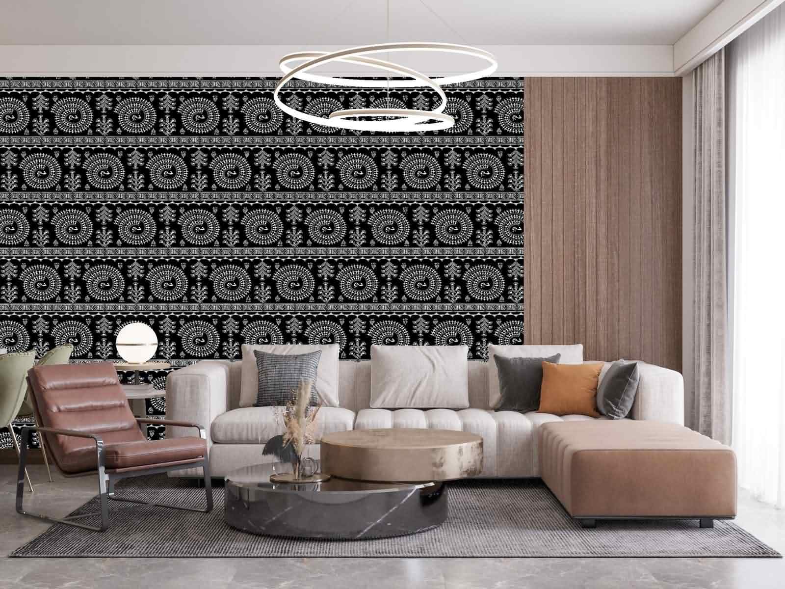 Przedpokój folia winylowa ombre salon czarny biały sztuka mural łazienki | Wodoodporny i olejoodporny winyl PCW. Nadaje się do przedszkola, domowego biura i jadalni. Rozmiar: 45 x 1200.