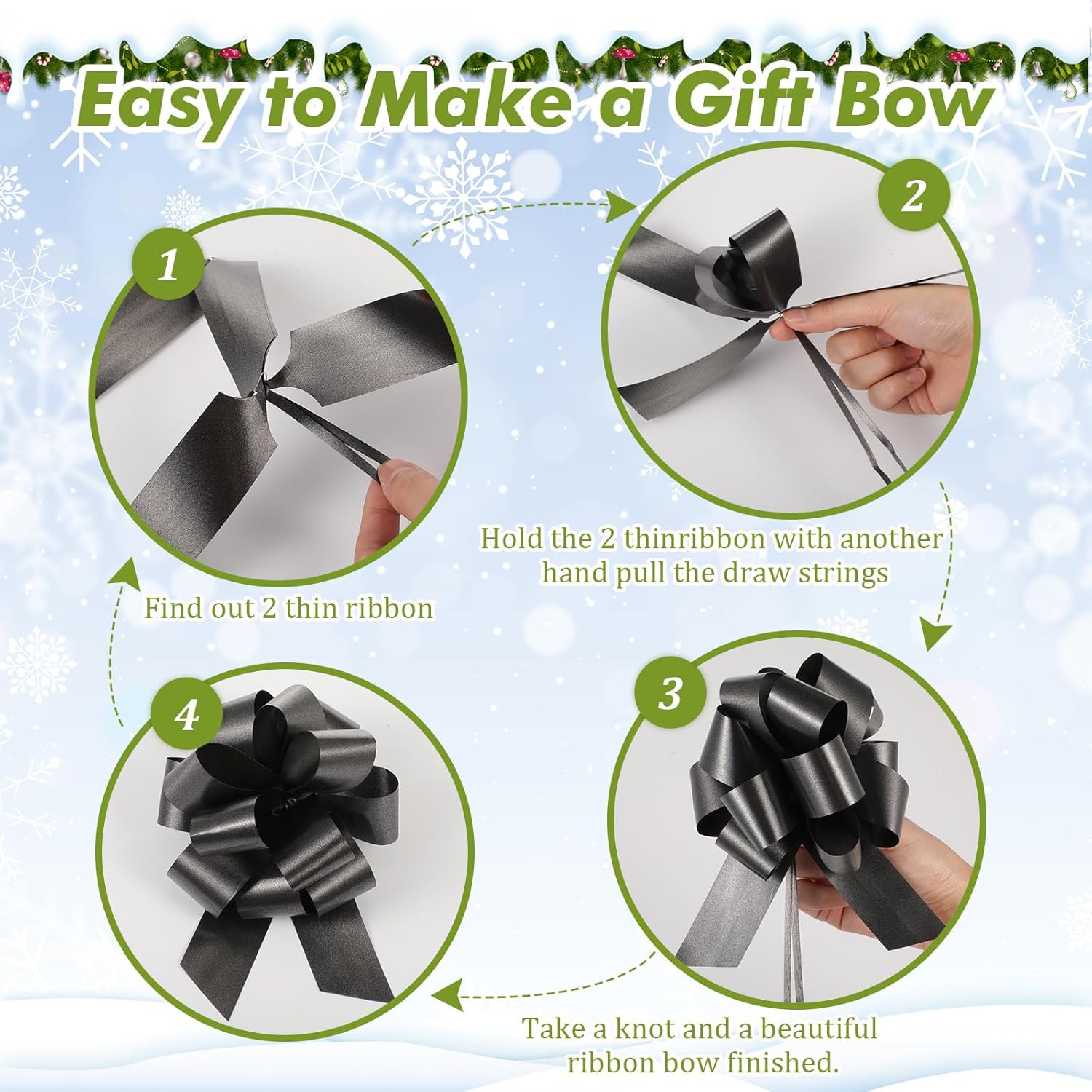 Poen 30 Pieces Christmas Pull Bows Gift Wrapping 5 Inch Large Ribbon Pull Bows for Holiday Gift Bag Box Basket Presents Birthday Wedding Xmas Wrap Accessory Decor - Image 5