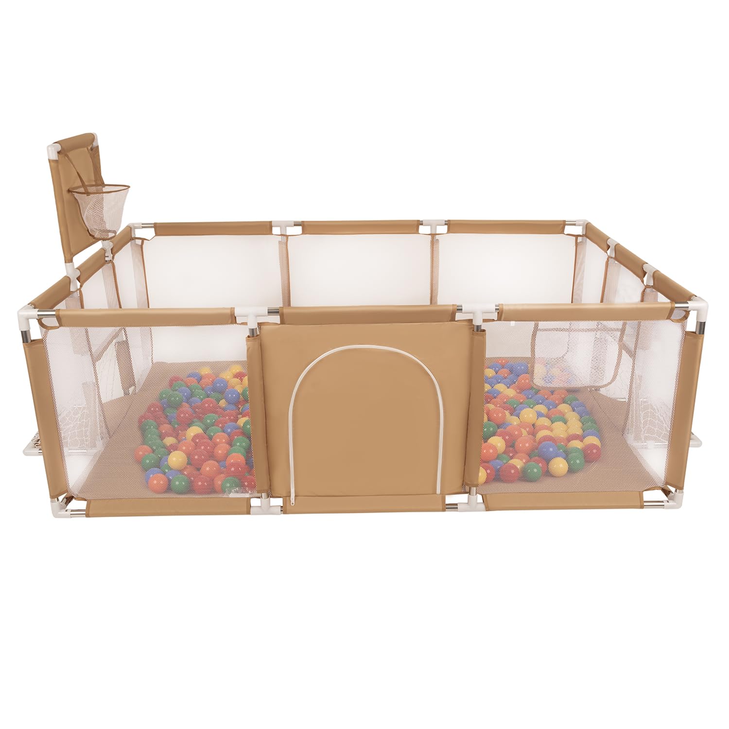 Selonis Recinto Per Bambini Con 900 Palline 6 Cm, Playground Box, Beige: Giallo/Verde/Blu/Rosso/Arancione