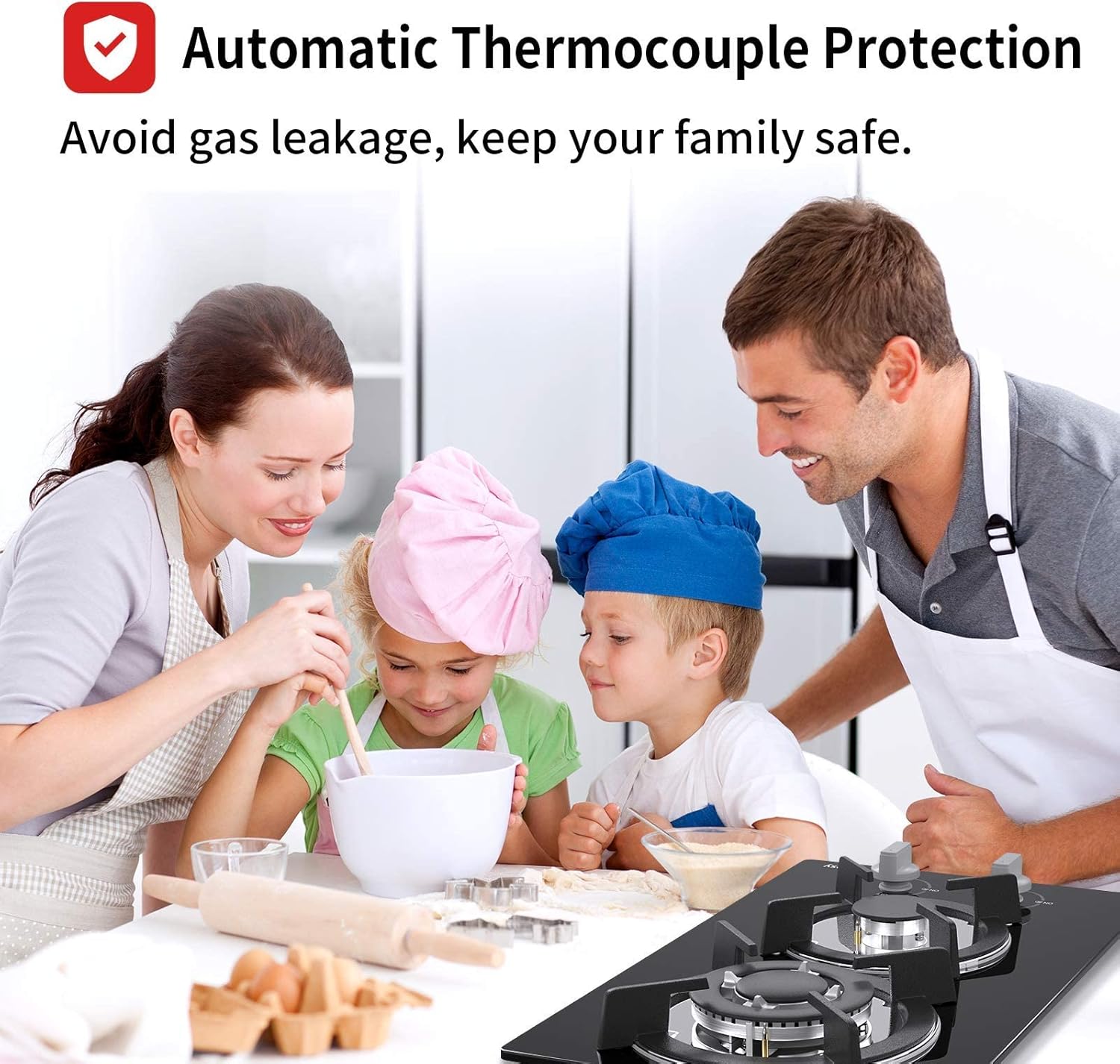 Piano Cottura a Gas, Vetro Nero (2 fuochi) Piano Cottura a Gas, Vetro Nero (2 fuochi)