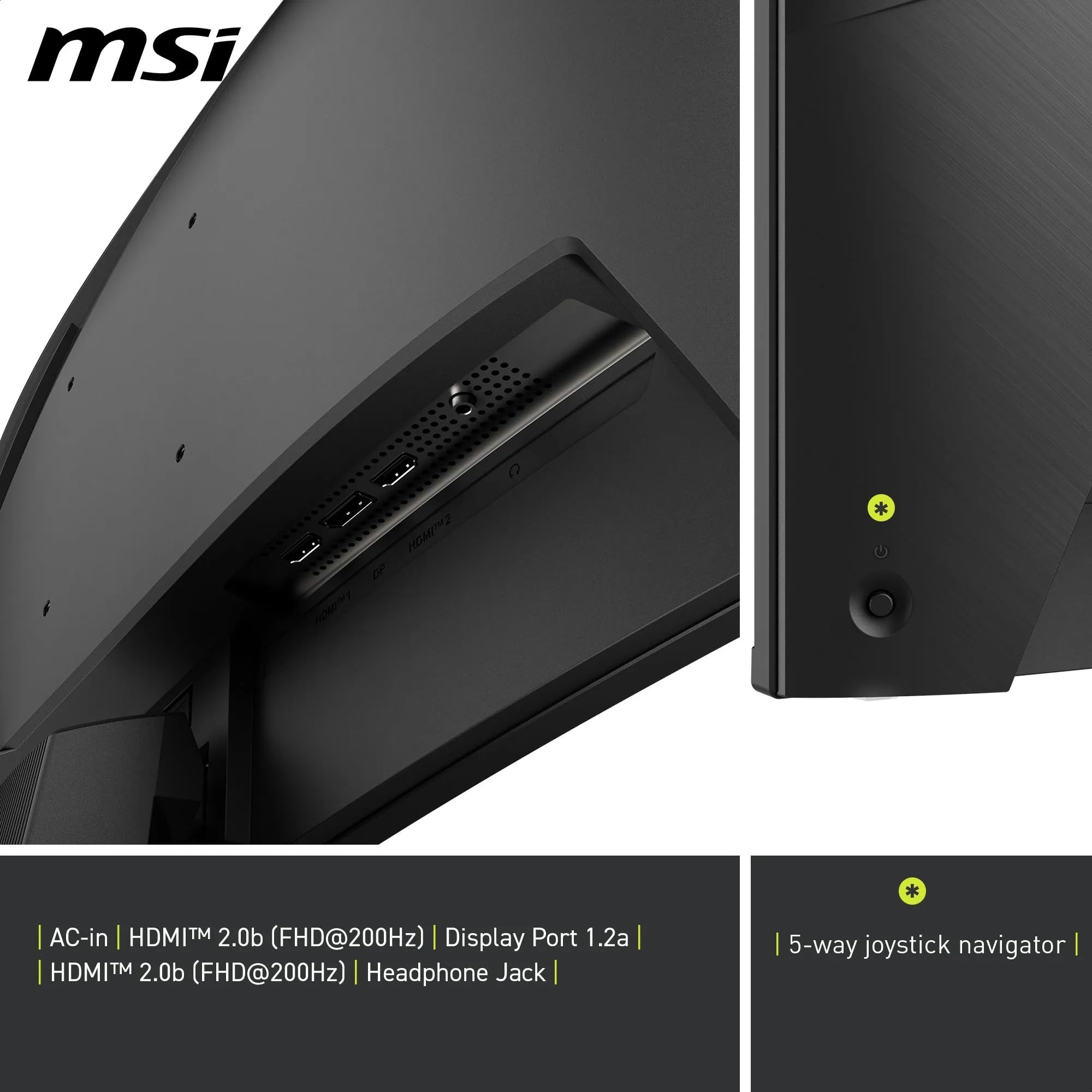 msi MAG 276CFA E20 Monitor Gaming 27" FHD Curvo 1500R, Pannello Rapid VA 1920x1080, 200 Hz, 0,5 ms (GtG), HDR Ready, AMD FreeSync Premium, Eye Care,HDMI 2.0b, DP 1.2a, Design Frameless, VESA 100 mm