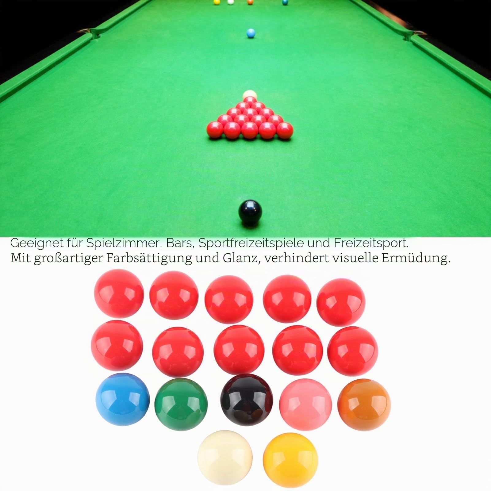BuyWeek Snooker Kugeln Set 57,2 mm, 17 Stück Harz Snooker Balls Set für Britisches Billard Wettbewerbe und Freizeitspiel