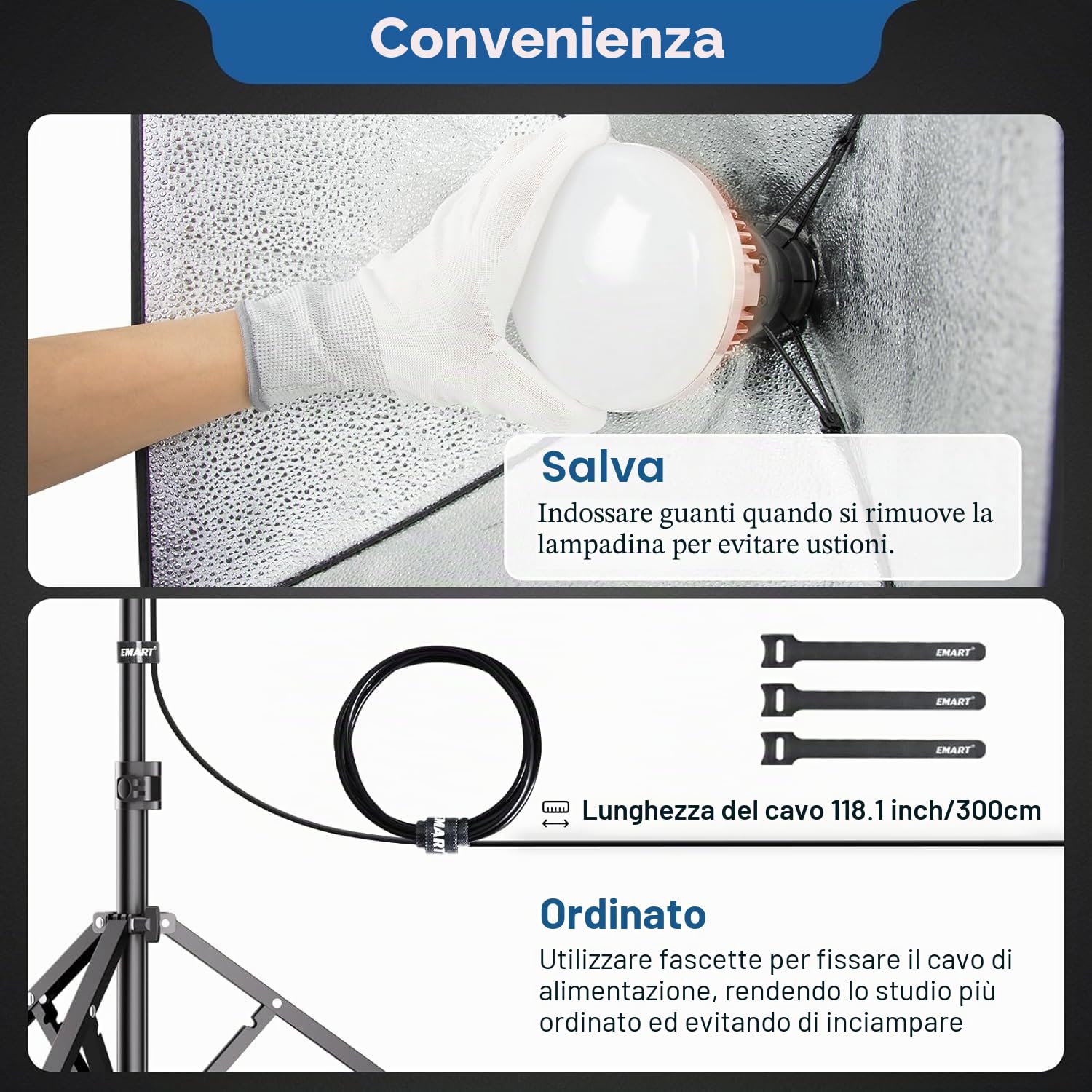 EMART Softbox Set Studio Fotografico, 40X40cm Softbox 85W LED Photo Light | Treppiede 165cm, Set di Illuminazione Fotografica Professionale, Luci da Studio, Ritratto, Riprese Video