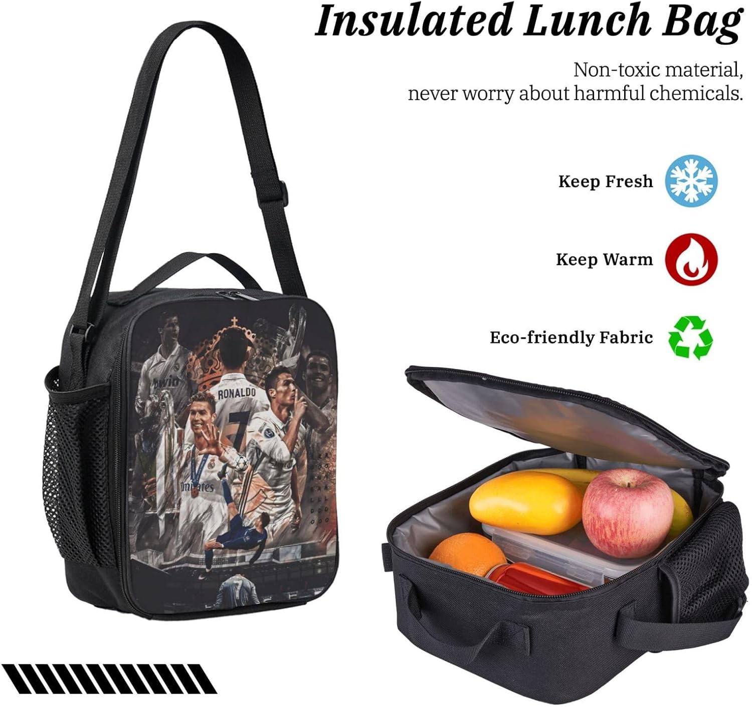 Cristiano Ronaldo Backpack With Lunch Bag Box And Pencil Case #7 Soccer Lovers Backpacks Football Fans Back Pack Laptop Bag Outdoor Sports Rucksack For Travel Work Hiking