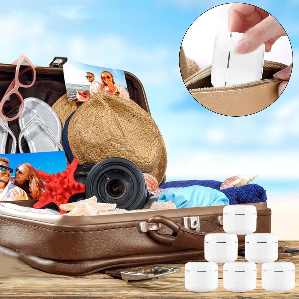 HUATEEN Cosmetic Sample Jars,12 PCS 50 ml Travel Pots Empty White Plastic Round Lid Refillable Makeup Cosmetic Jars for Cream Lotion Ointments Essential Oils - Image 2