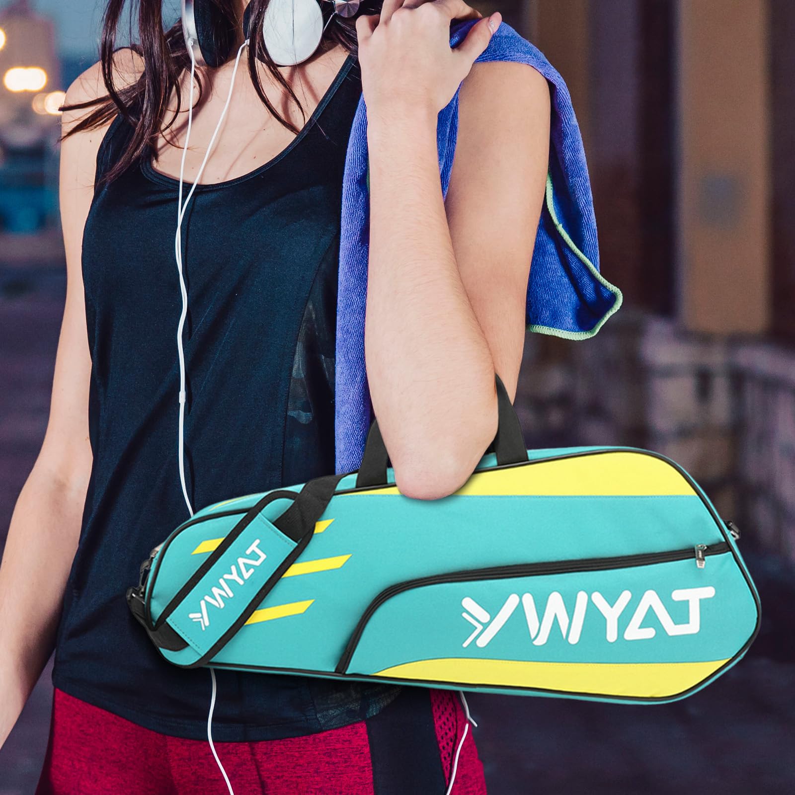 Sac de Badminton pour 3 Raquettes Imperméable - Housse de Tennis Portable avec Bandoulière pour Sports