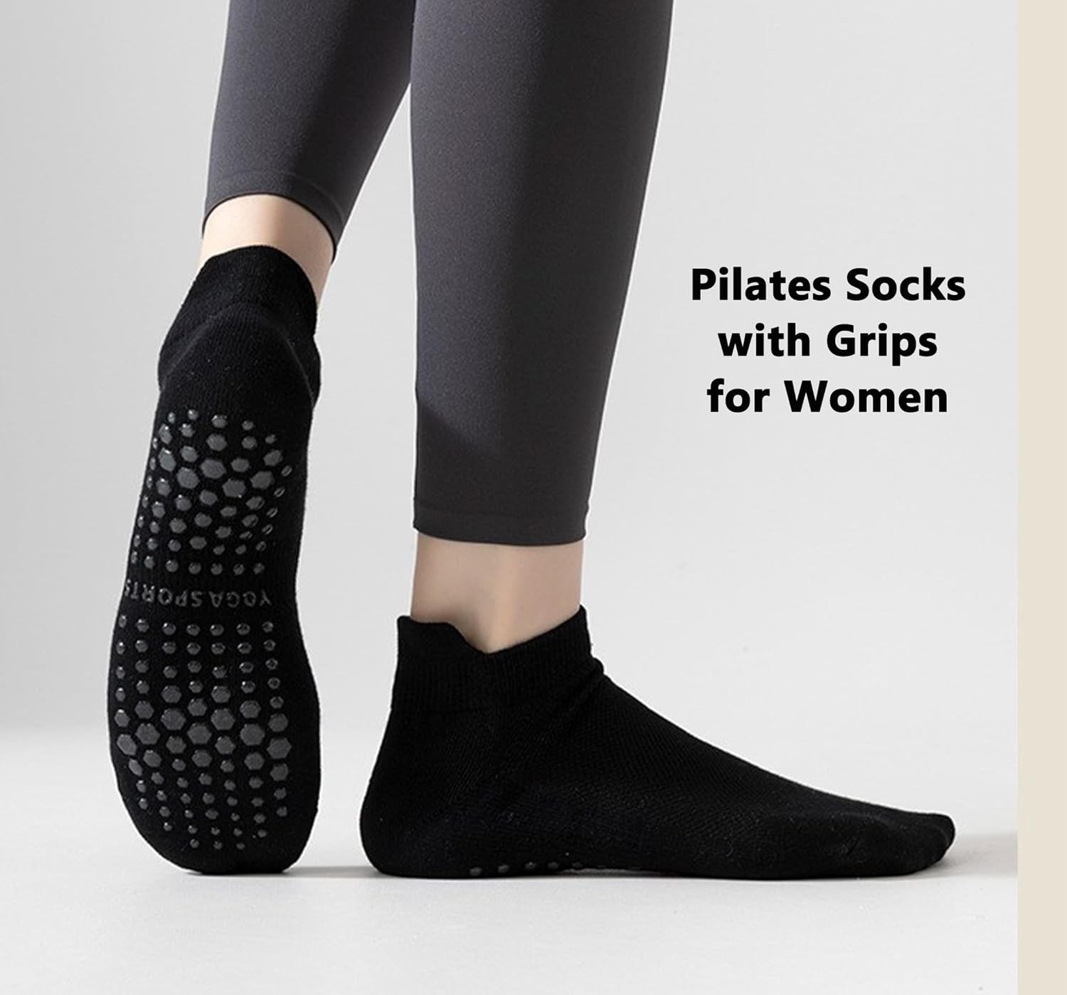 3 Pairs Pilates Socks for Women Silicone Anti Slip Grips Sole Cotton Floor Sock for Training Yoga Dance Workout - Image 7