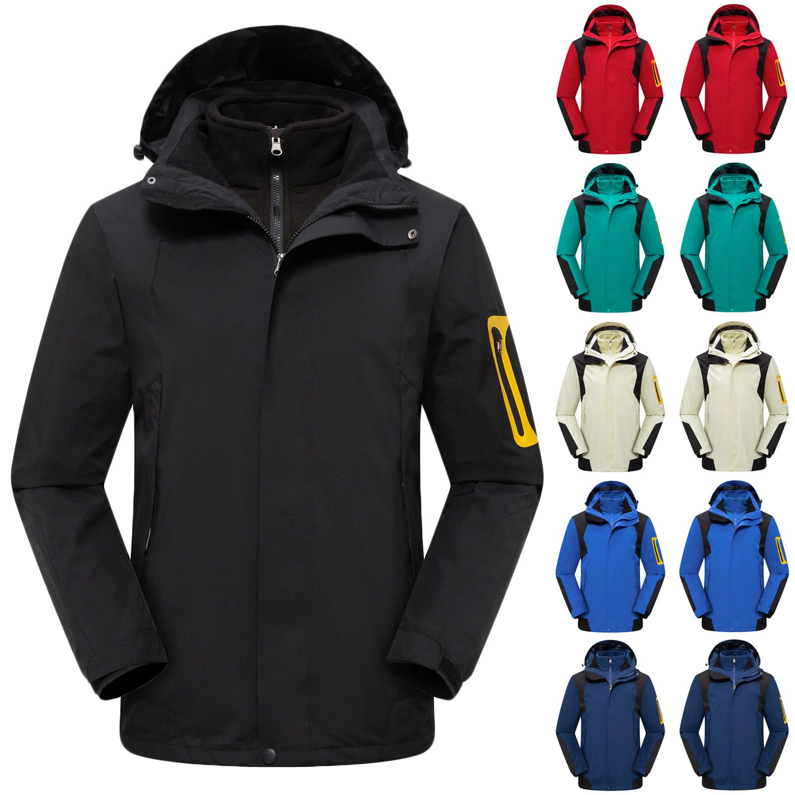 Giacche Impermeabile per Donna Uomo Giacca a Vento Softshell Giubbino Multi-Tasche Cappotto con Cappuccio Antivento Giubbotto Leggera Traspirante Jacket Casual Parka per Sport e Attività Outdoor