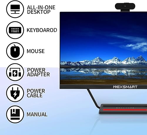 Miniatura 7 de PC todo en uno PC de escritorio todo en uno PC de 23.8 pulgadas PC todo en uno con Core i7 16GB RAM 512GB SSD, cámara web ajustable de 360°, panel