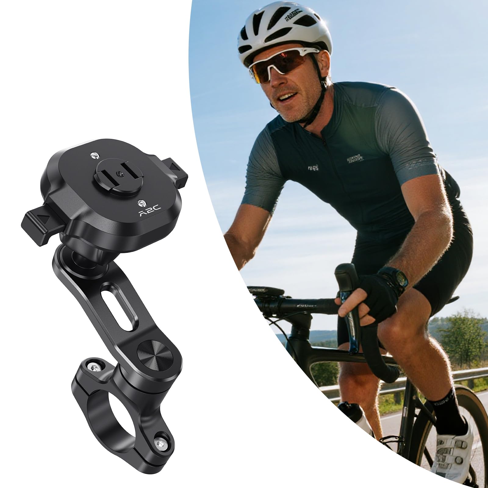 A2C Uchwyt na telefon komórkowy na kierownicę rowerową, szybkie zapięcie w 1 sekundę, obracany o 360° i ultra stabilny, uniwersalny uchwyt na smartfon, idealny do rowerów wyścigowych, MTB i skuterów
