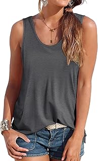 Smile Fish Camiseta sin mangas para mujer, cuello redondo, holgada, holgada, para verano