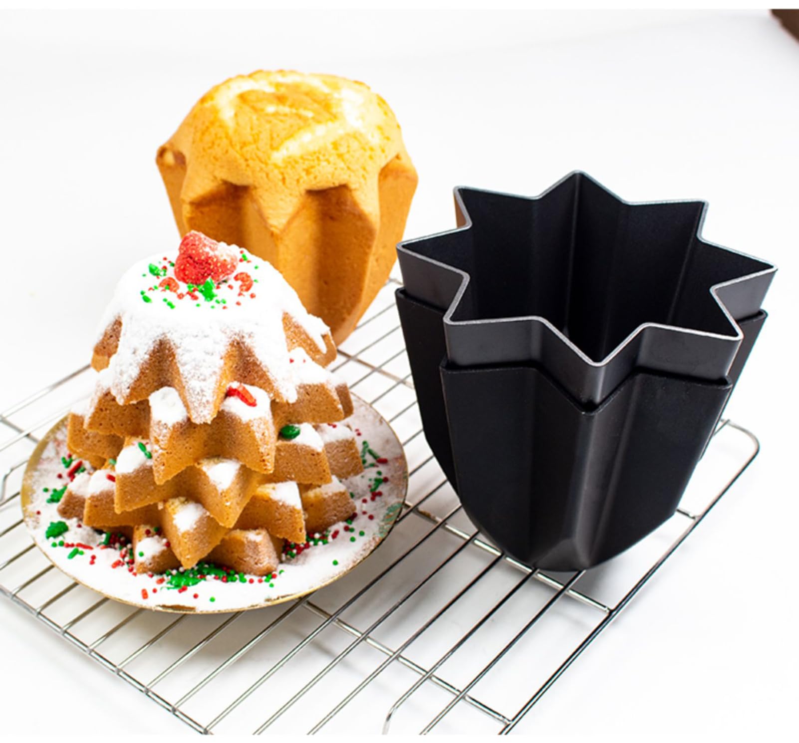 Nieprzywierająca ośmiokątna forma do ciasta, 2-pak małych muffinek do pieczenia do samodzielnego wykonania choinki w kształcie wulkanu sake