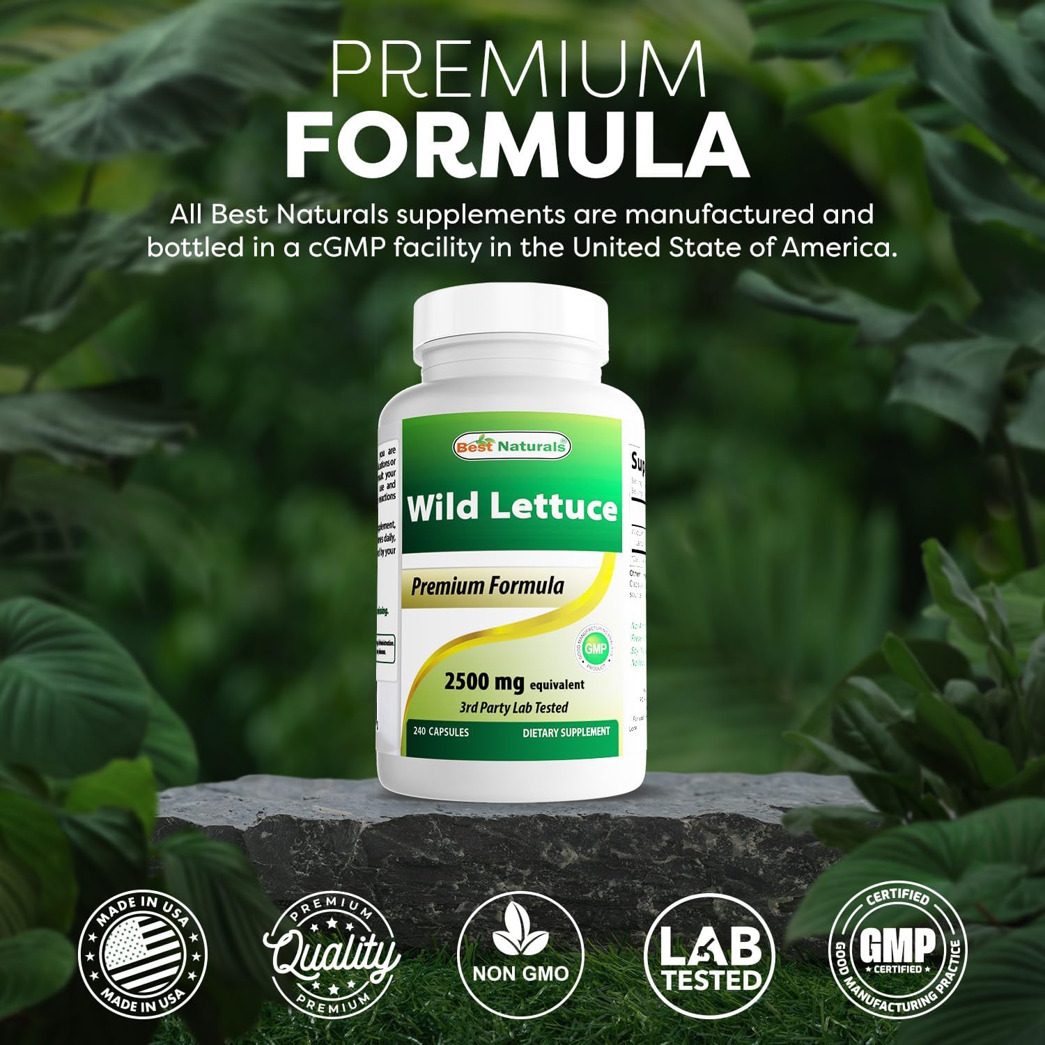 Best Naturals Wild Lettuce 10:1 Extract 250 mg - 240 Capsules - Image 5