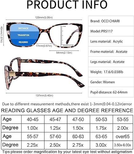 Miniatura 6 de OCCI CHIARI Gafas de lectura progresivas multienfoque para mujer, a la moda, bloqueo de luz azul, lectores 1.0 1.5 2.0 2.5 3.0 3.5