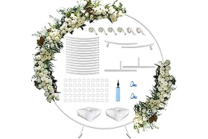 White Round Wedding Arch Backdrop Stand for Ceremony