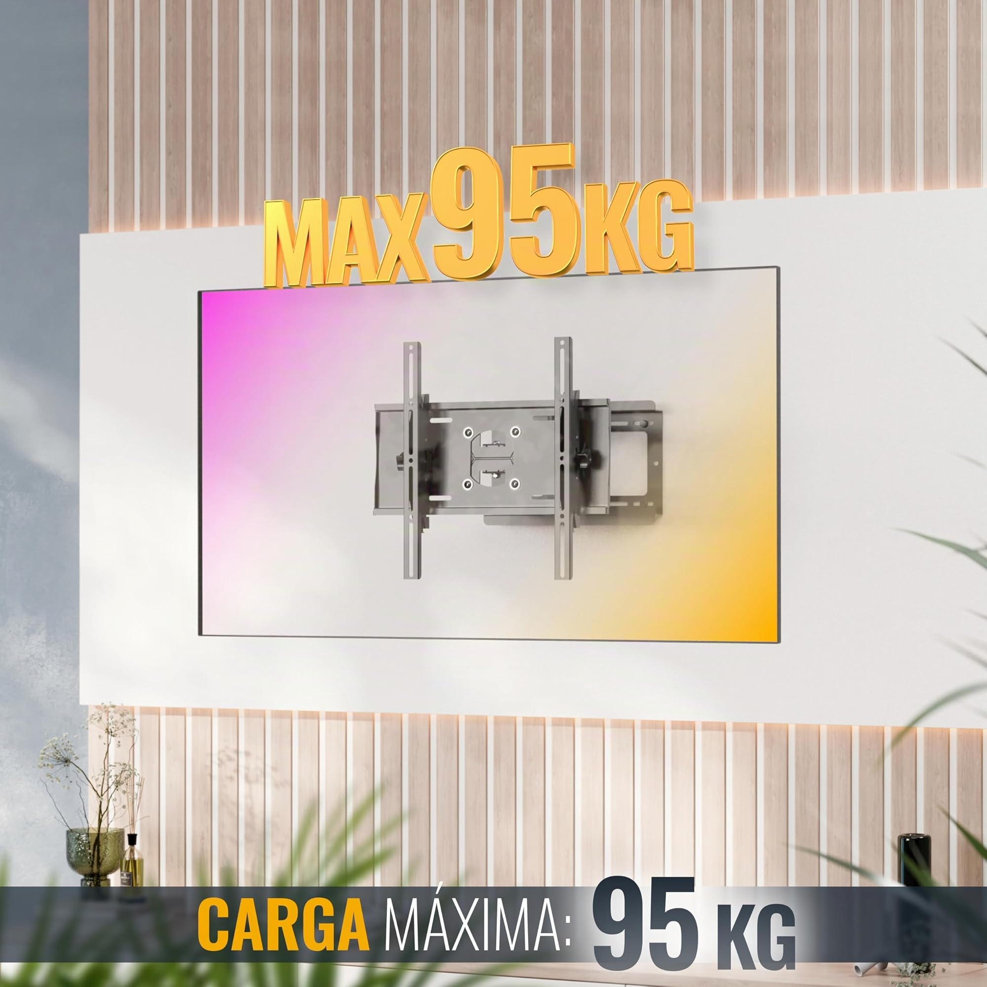 RICOO Soporte TV Pared 40-75" Pulgadas (79-165cm) R23-S Brazo articulado Giratorio Inclinable Colgador televisión Universal VESA 200x200-400x400 Negro