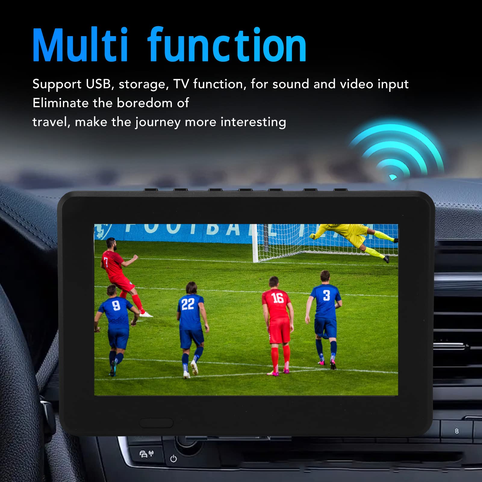 Pantalla Portátil Digital LED de 7 Pulgadas para Automóvil 1080P - TV con Batería Recargable, Puerto USB, AV y Función de Grabación PVR