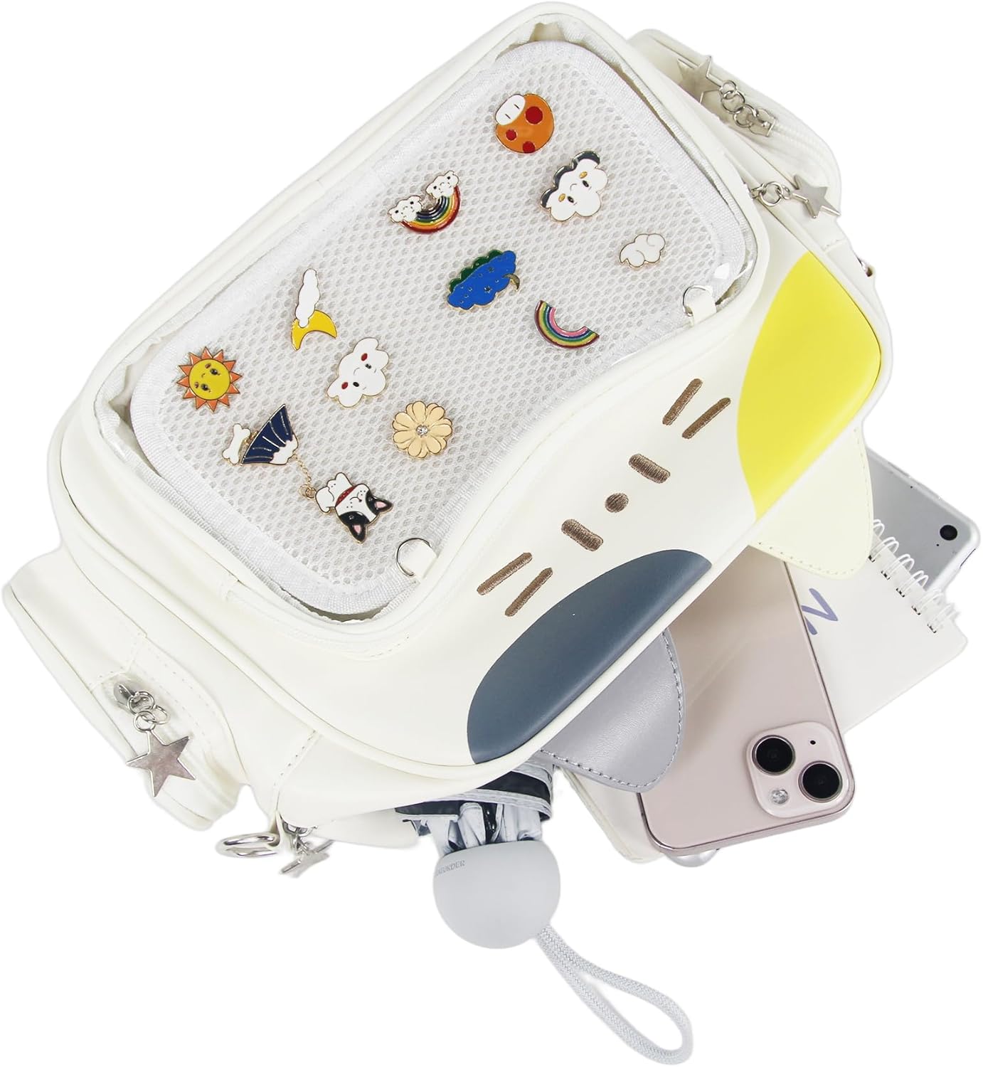 Cute Cat Ita Bag Backpack – Kawaii Pin Display Crossbody Bag for School & Cosplay, Tricolor - Image 3