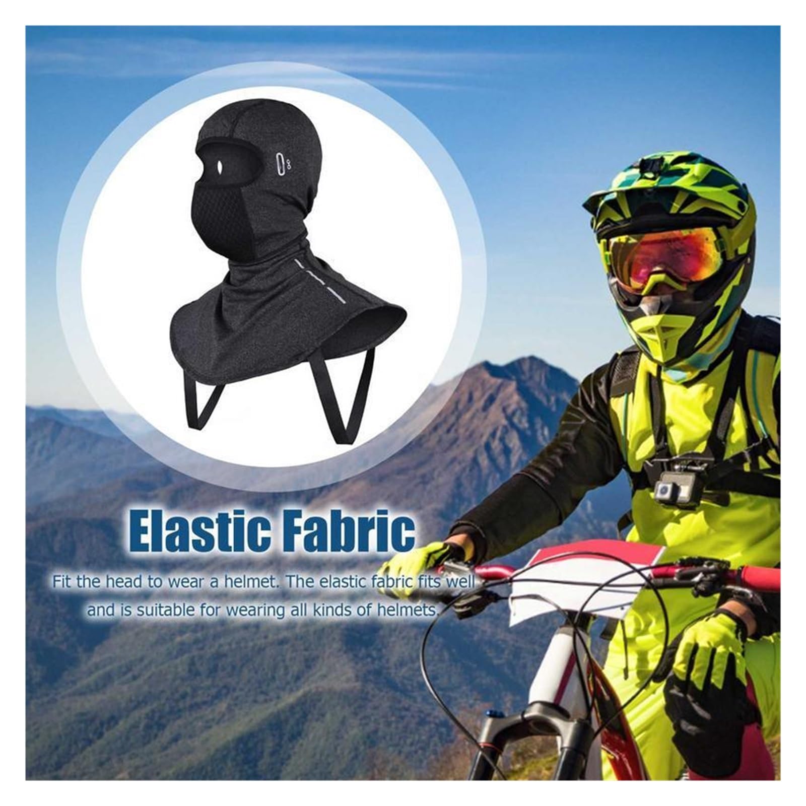 Pasamontañas Pasamontañas de invierno, cubierta facial Unisex, máscaras de esquí a prueba de viento for clima frío, capucha de tela elástica, equipo de nieve for hombres y mujeres, calentador de cuell