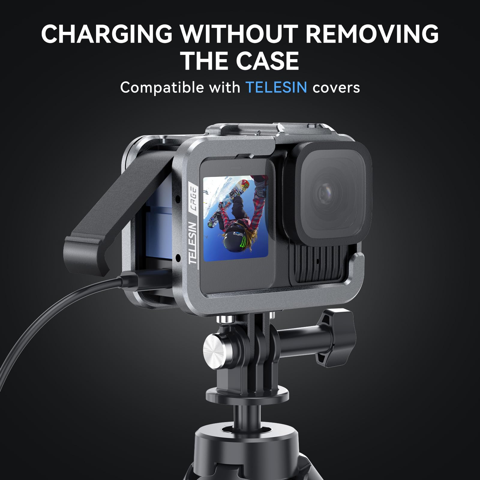 TELESIN Carcasa de aluminio de metal para cámara Go Pro 13, 12, 11, 10, 9, carcasa con filtro de objetivo ND/CPL, jaula protectora con 2 soportes para zapatos fríos para accesorios de cámara
