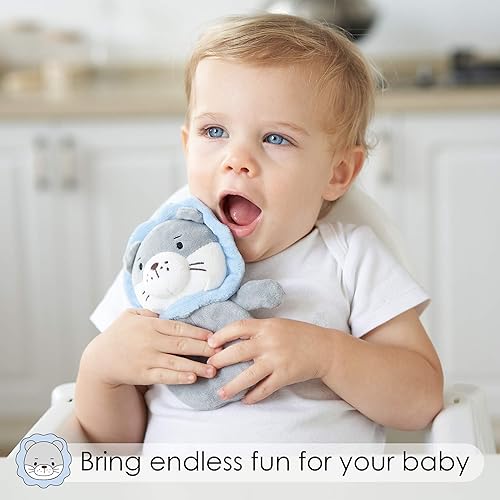 Miniatura 2 de TILLYOU Juego de 2 juguetes de sonajero de peluche para bebé, sonajero de peluche suave para recién nacidos, juego de sonajero para bebés, regalos