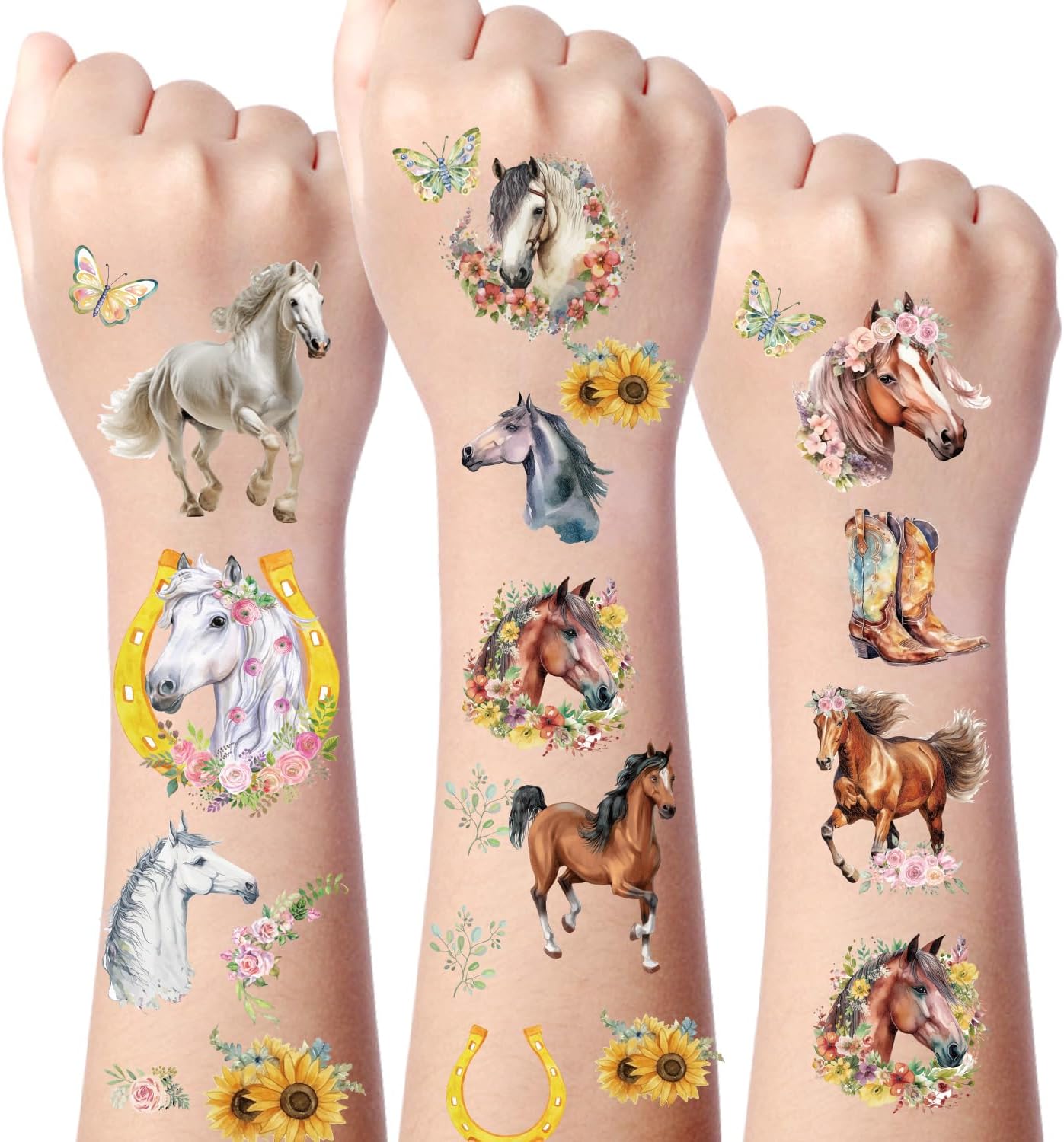 53pcs Cowgirl Temporary Tattoos Decorations Horse Girl