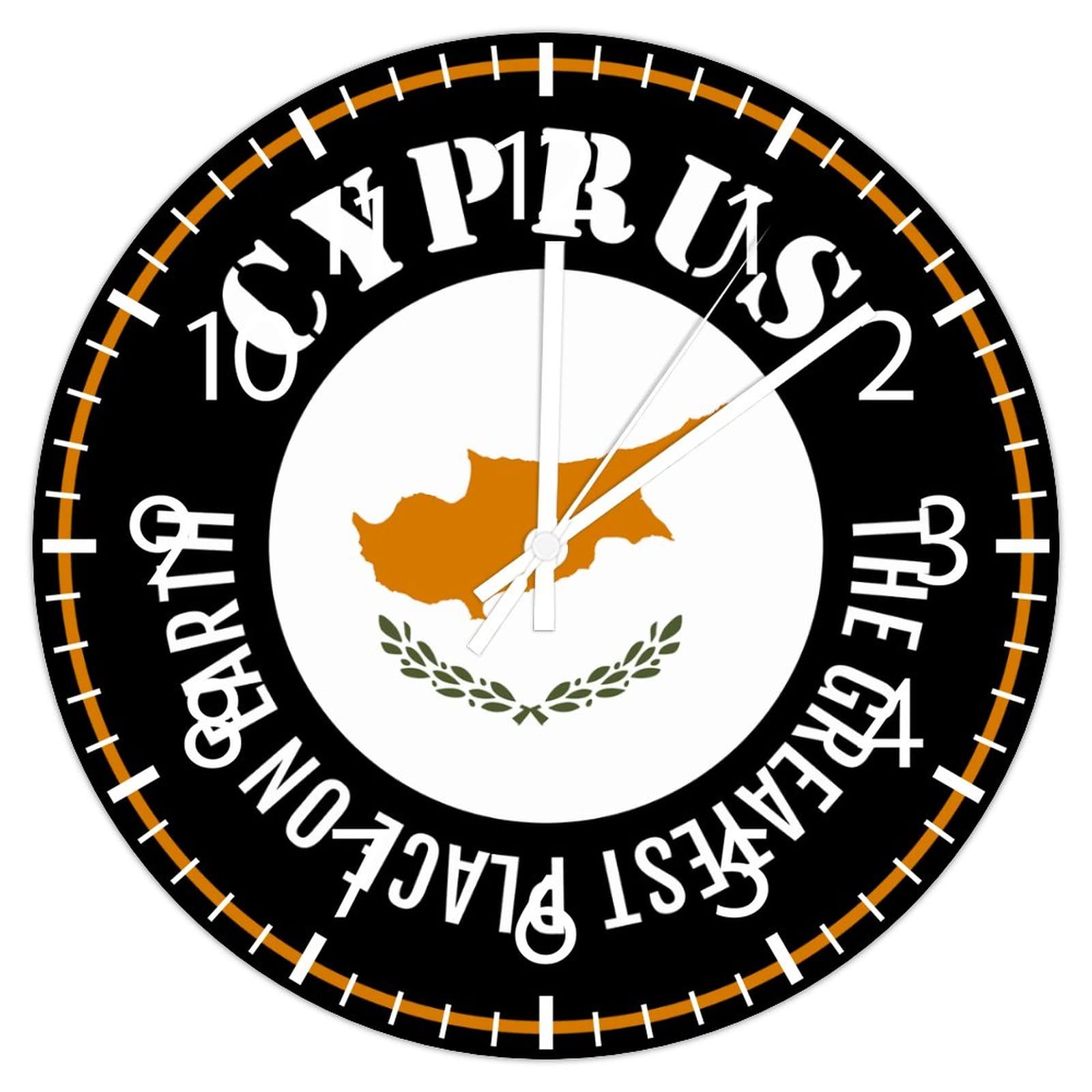 Horloge murale silencieuse sans tic-tac 30 cm motif drapeau de Chypre