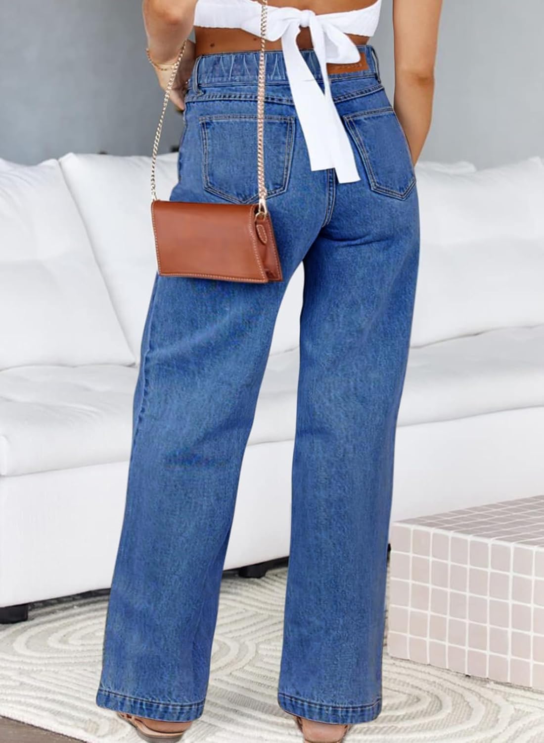 Eytino Women Plus Size Wide Leg Jeans High Waisted Stretchy Straight Leg Jeans Loose Trendy Denim Pants(1X-5X) - Image 2