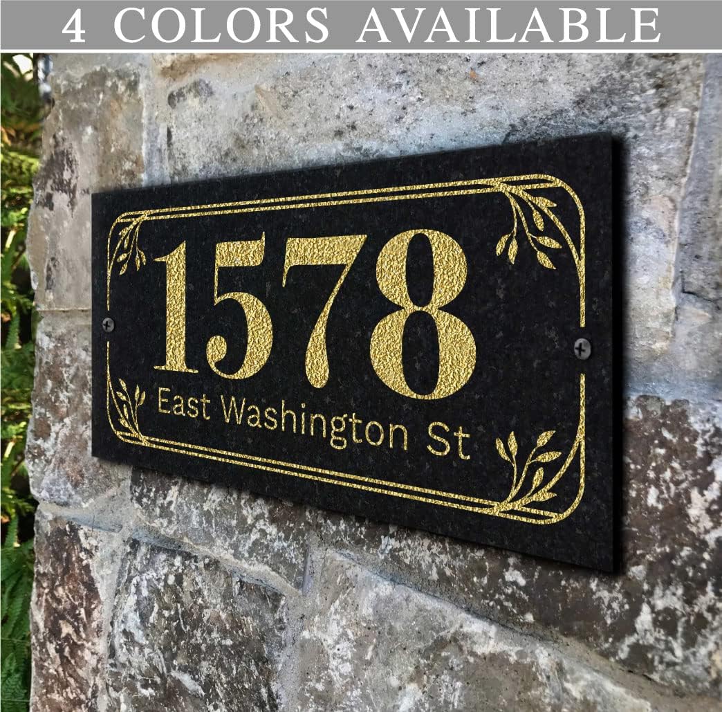 THE SAVANNA Stone Address Plaque With Engraved Numbers. Address Sign Made from solid, real stone.