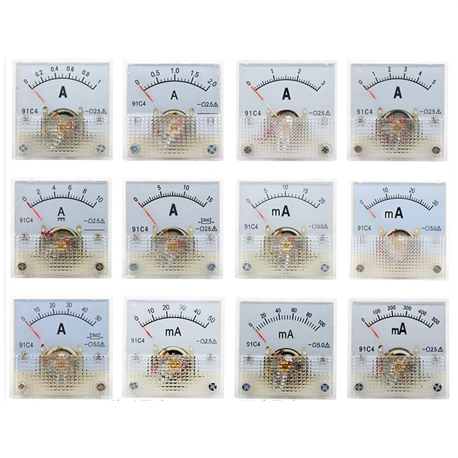 Ampèremètre DC analogique 91C4 75A avec pointeur mécanique stable