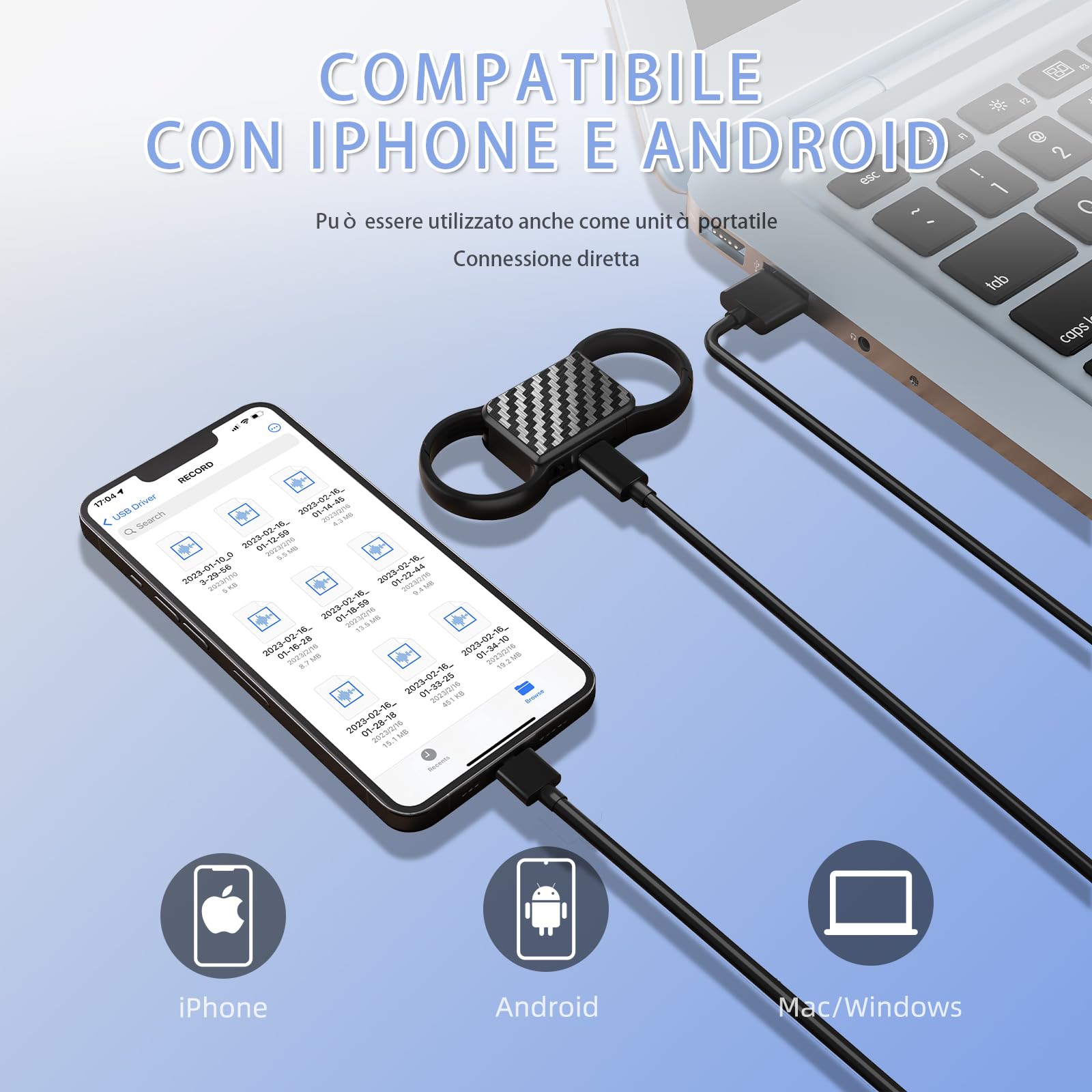 Registratore Vocale 3072 Kbps Registratore Vocale Spia e Funzioni Attivazione Vocale, Mini Registratore Vocale Spia, micro dispositivi di registrazione digitale, Ricaricabile USB registratore audio