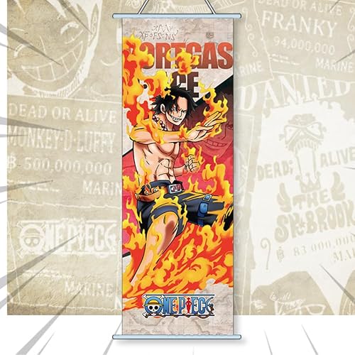 Miniatura 10 de Cartel de anime de una pieza de desplazamiento de pared, versión JPN, Luffy Zoro Sanji Nico Robin, obra de arte de anime, pergamino de pared, 27.6