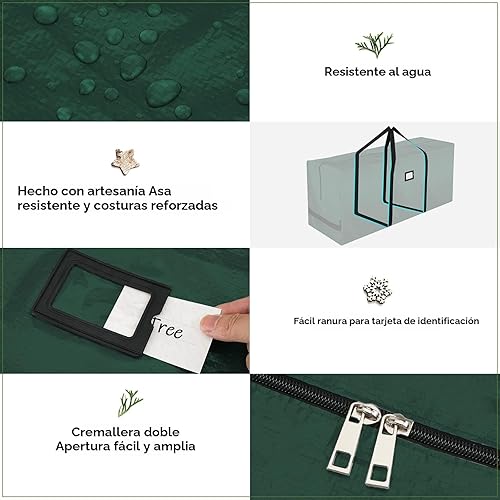 Miniatura 6 de BALEINE Bolsa de almacenamiento extra grande para árbol de Navidad de 7.5 pies con asas reforzadas y cremalleras dobles para una amplia apertura