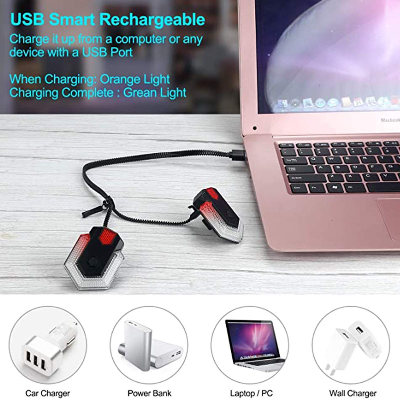 Luce Posteriore per Bici LED USB Ricaricabile Impermeabile Luce Posteriore per Bici con indicatori di direzione indicatori Anteriori e Posteriori per Bicicletta Intelligenti con Telecomando Wireless