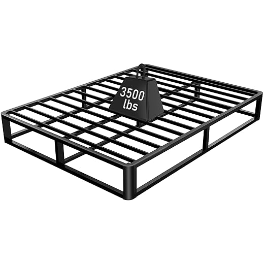 Firpeesy Upgrade Anti Bending and Round Corner Legs 10 inch Metal Queen Bed Frame 3500 LBS Heavy Steel Slats Support Platform Bed Frames No Box Spring Needed Platform Noise Free Easy Assembly