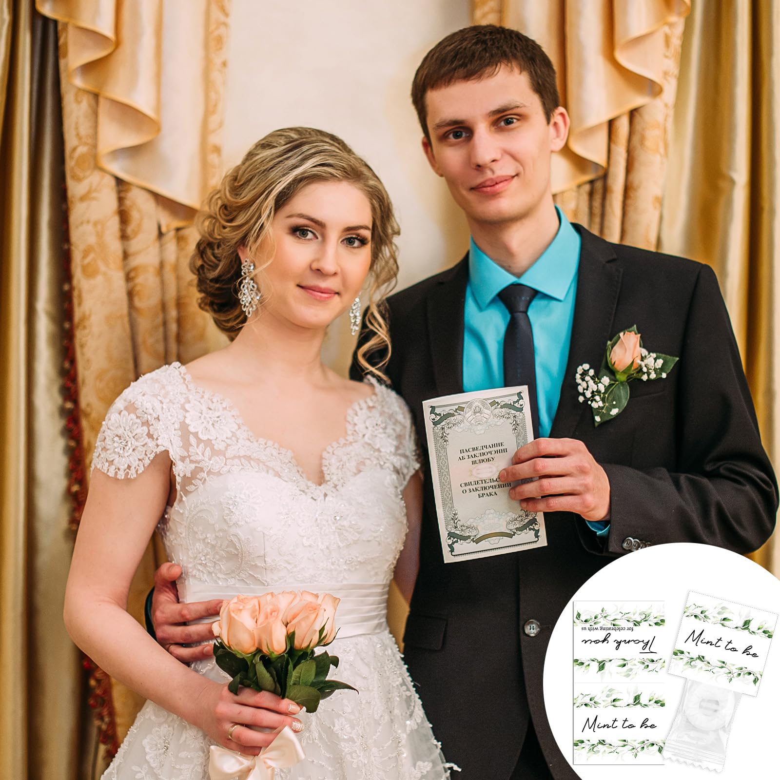 200 unidades de calcomanías de menta para bodas, caramelos, envueltas individualmente, adornos de menta, regalos de boda, decoración para invitados (mentas no incluidas)