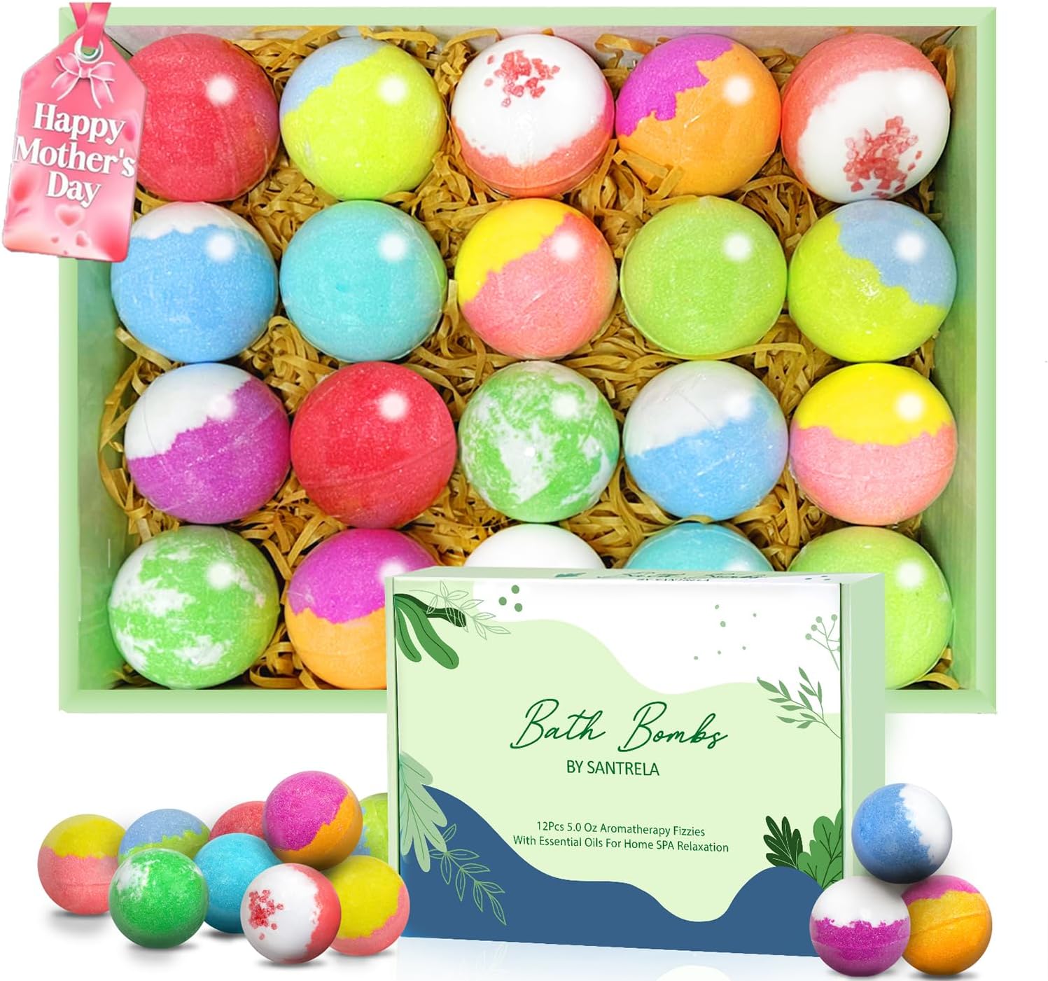 Bath Bombs for Women Gift Set, 20 Organic Bath Bombs with Essential Oil, Handmade SPA Bubble Bath for Relaxing, Gift for Her/Him, Women, Girls, Wife, Mother