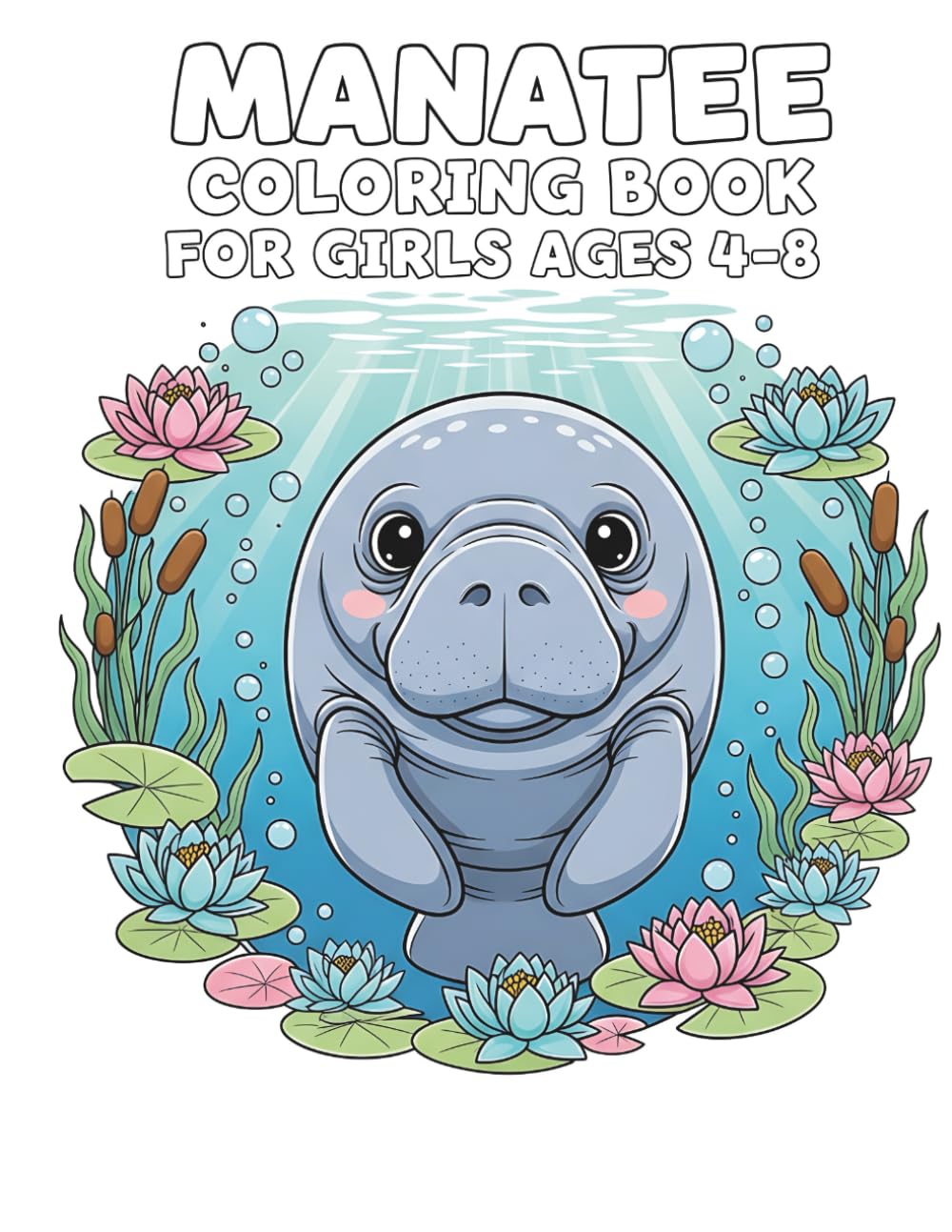 Manatee Coloring Book for Kids Ages 4-8: 30 Cute Sea Cow Coloring Pages with Simple Ocean Scenes for Boys and Girls