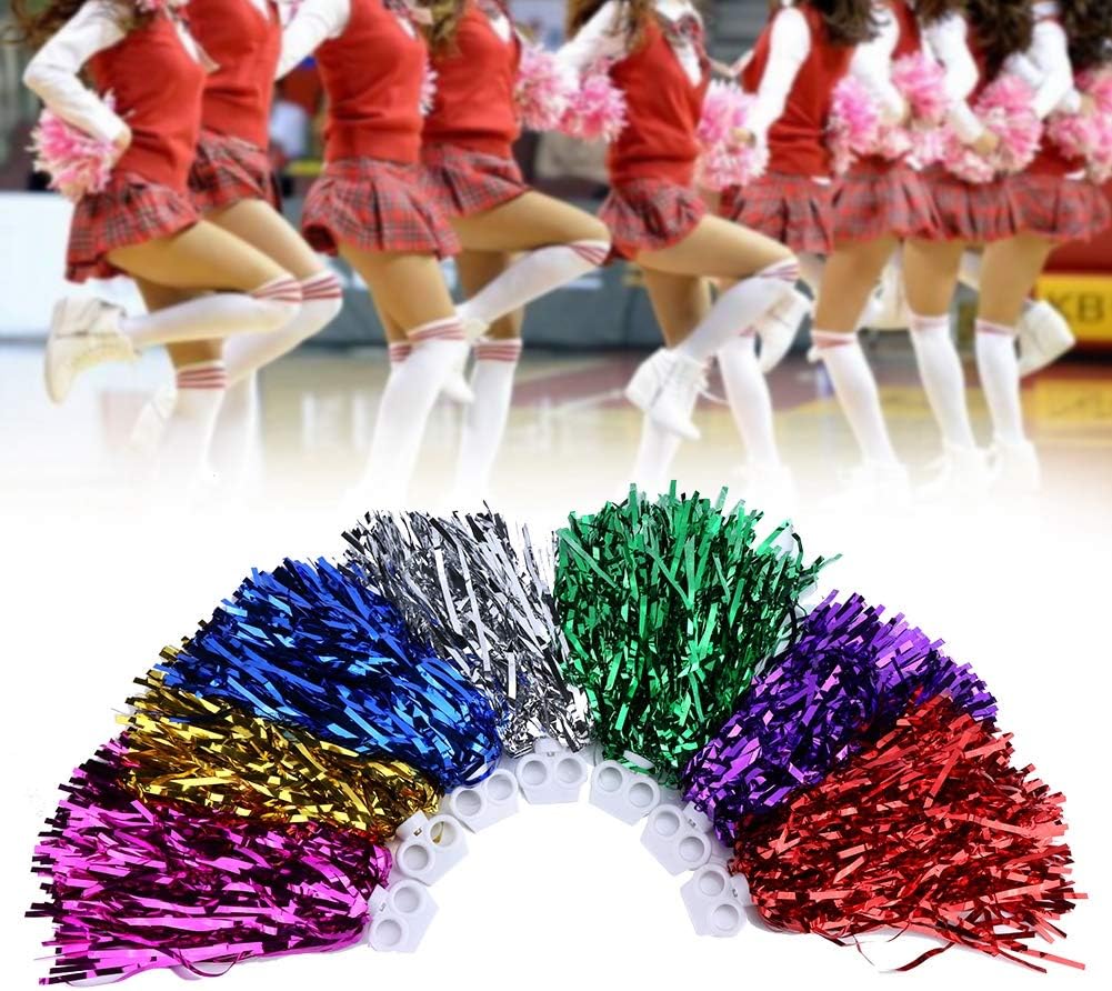Vbestlife Cheerleader Pom Poms 12pcs Cheerleading Poms Metallic Foil Pom Poms Squad Cheer Sports Party Dance Useful Accessories (Purple) pom poms Cheerleading red : Sports & Outdoors
