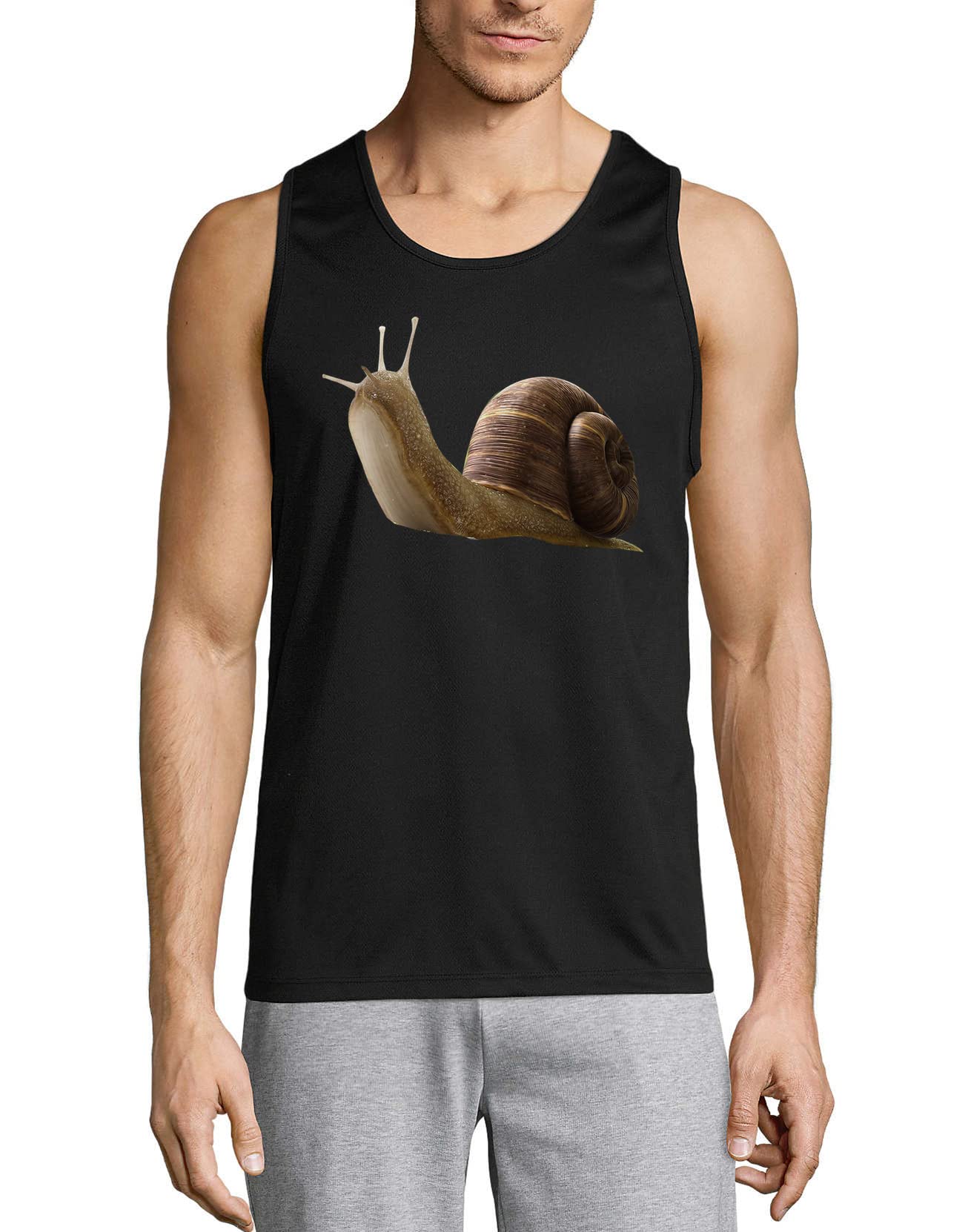 Snail męska bawełniana koszulka bez rękawów czarna, Czarny, L