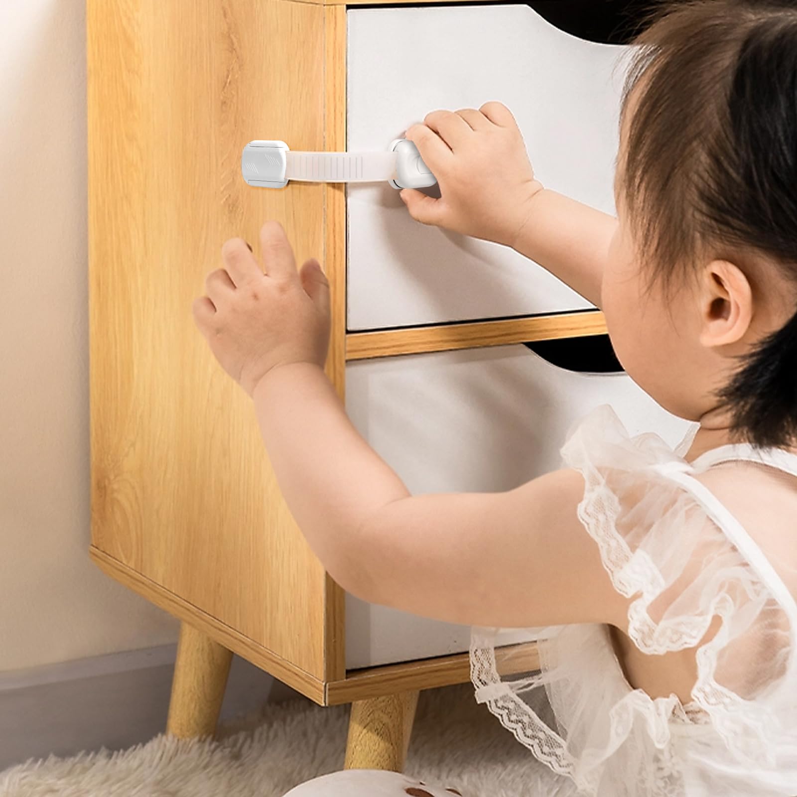 Bloc Porte Securite Bebe 10 Pièces, Bloque Tiroir Placards Loquets et Frigo Securite Placard Enfant Protection Bebe Maison, Adhésif Extra Fort, sans Perçage (10 PCS)