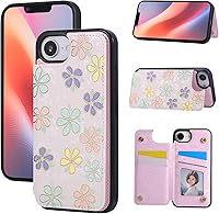 Vista 254 de UEEBAI Funda tipo cartera para iPhone 15 Pro Max con tarjetero, cubierta de cuero PU con soporte, bloqueo RFID, doble cierre magnético, relieve