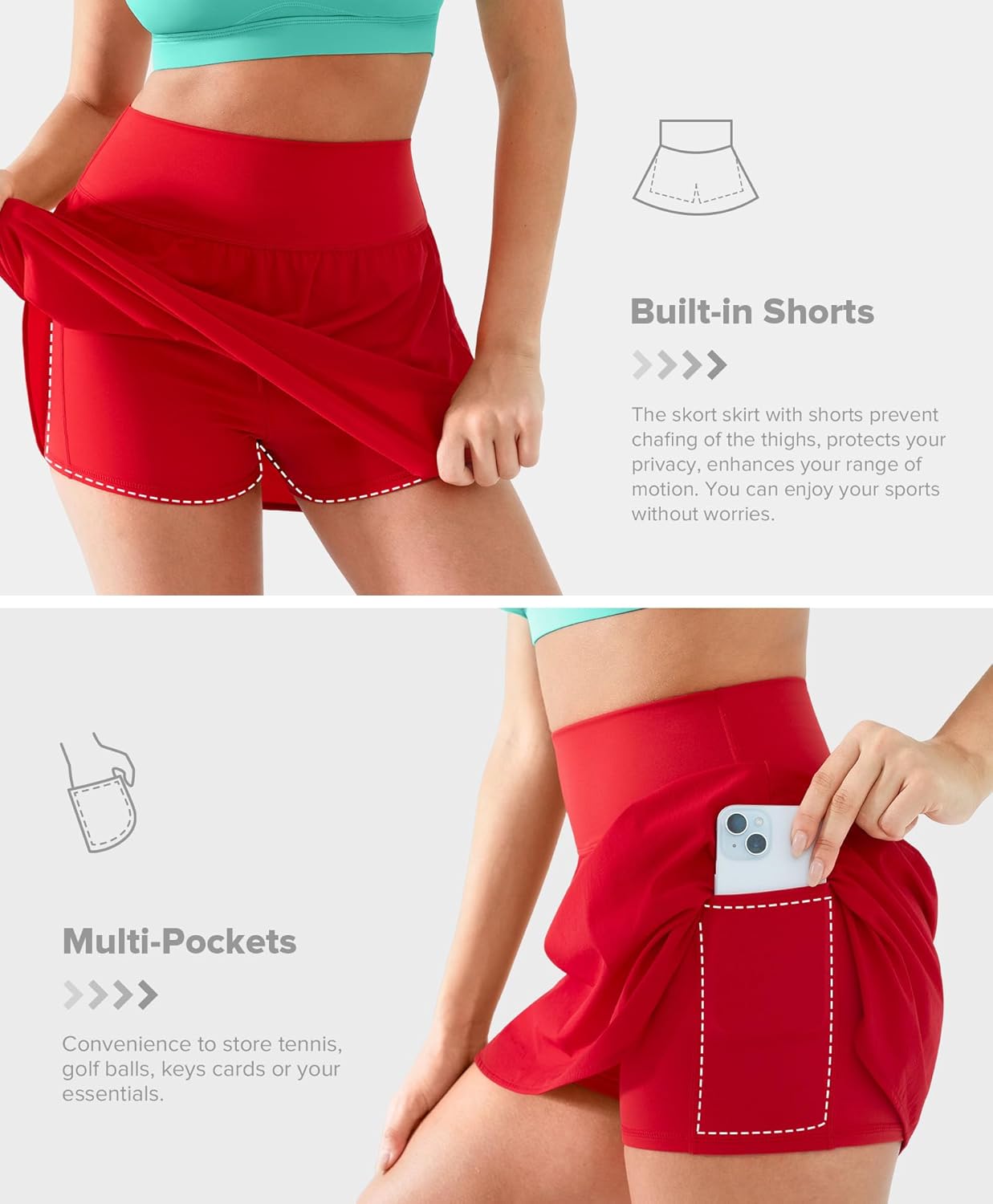 BRXL High Waisted Women Tennis Skirt Built-in Shorts Athletic Skorts Pockets Workout Pickleball Golf Running Sports - Image 5