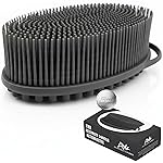 Silver Infused Silicone Body Scrubber Shower - Gentle Back Scrubber Soft Bristles - Avilana Premium Dual Sided Bath Brush Massage - Advanced Material Loofah Alternative - Gift Women Men