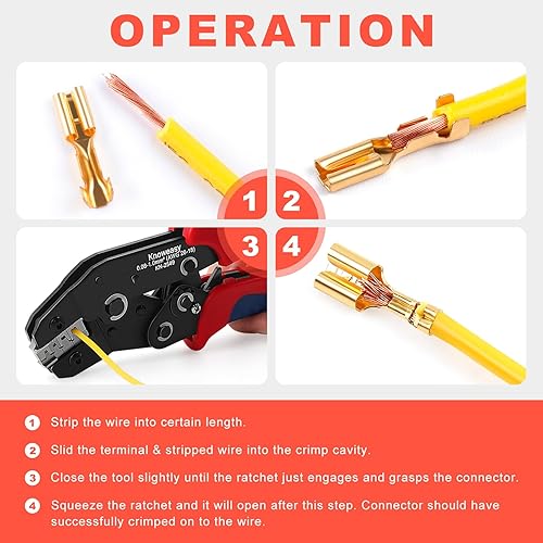 Vista 20 de Deutsch Crimper, knoweasy 4 Way Indent, 8 Impression Closed Barrel Crimper con herramienta de engarce Deutsch para contactos Deutsch – Calibre 14