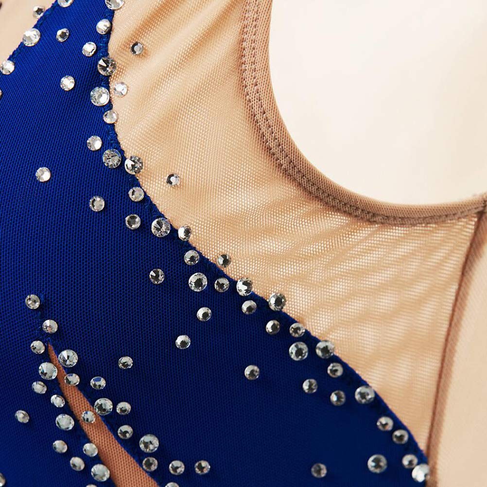 JRUIA Vestito A Rotelle per Pattinaggio Artistico sul Ghiaccio da Bambina Senza Maniche Costume di Danza Classica con Strass Fatto A Mano Body da Donna Classico per La Pratica della Ginnastica