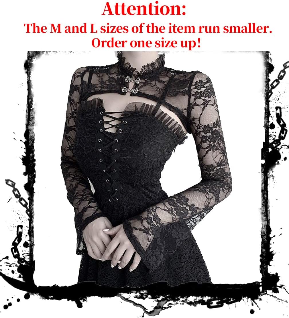Goth Shrug Black Gothic Victorian Shrugs Crop Top For Women - Image 2