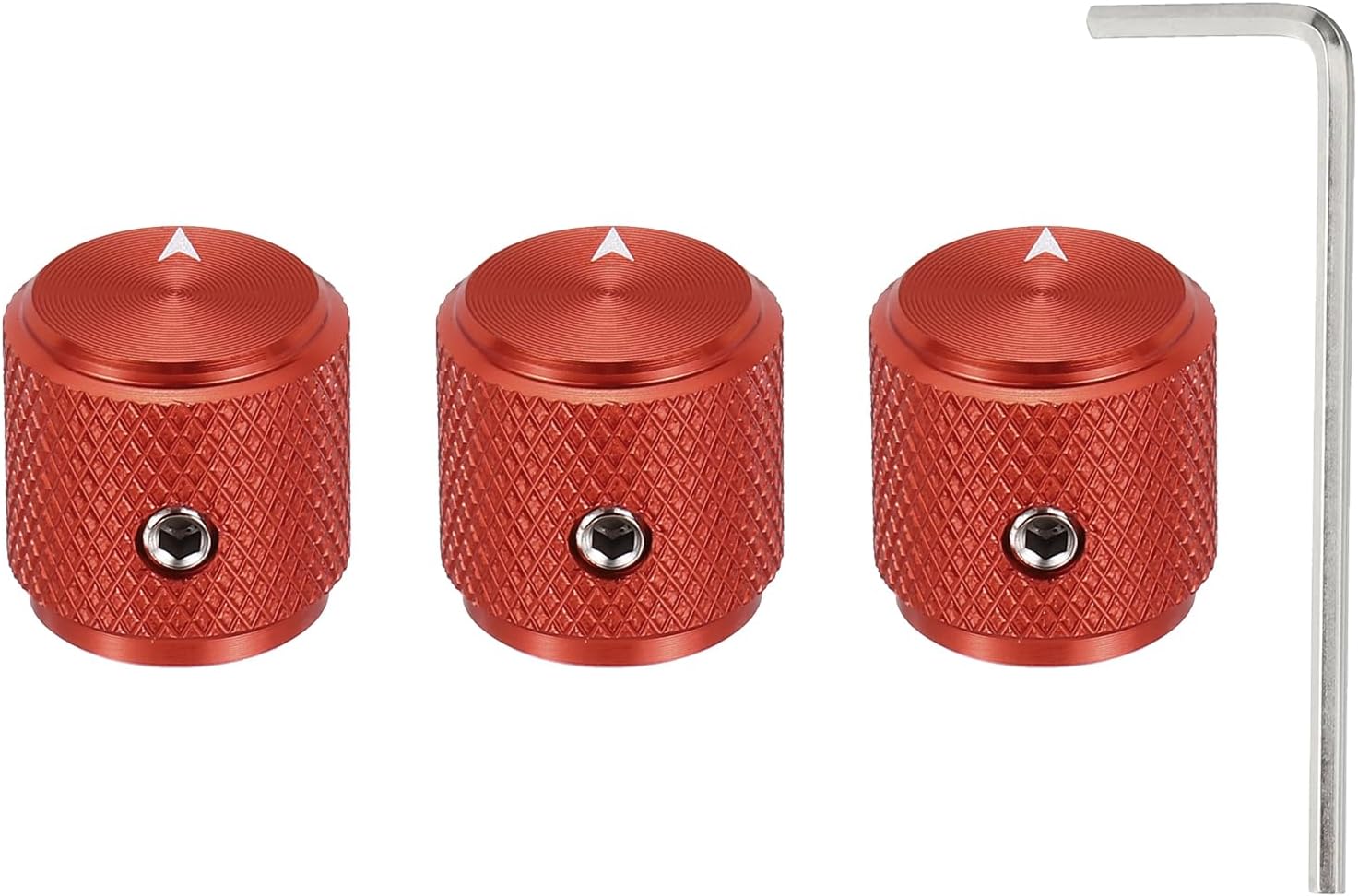 sourcing map 3 Pcs Aluminium Potentiometer Knobs, 1/4" (6mm) Universal Volume Tone Control Knobs with Arrow Indicator for Guitar, 1/2" Red