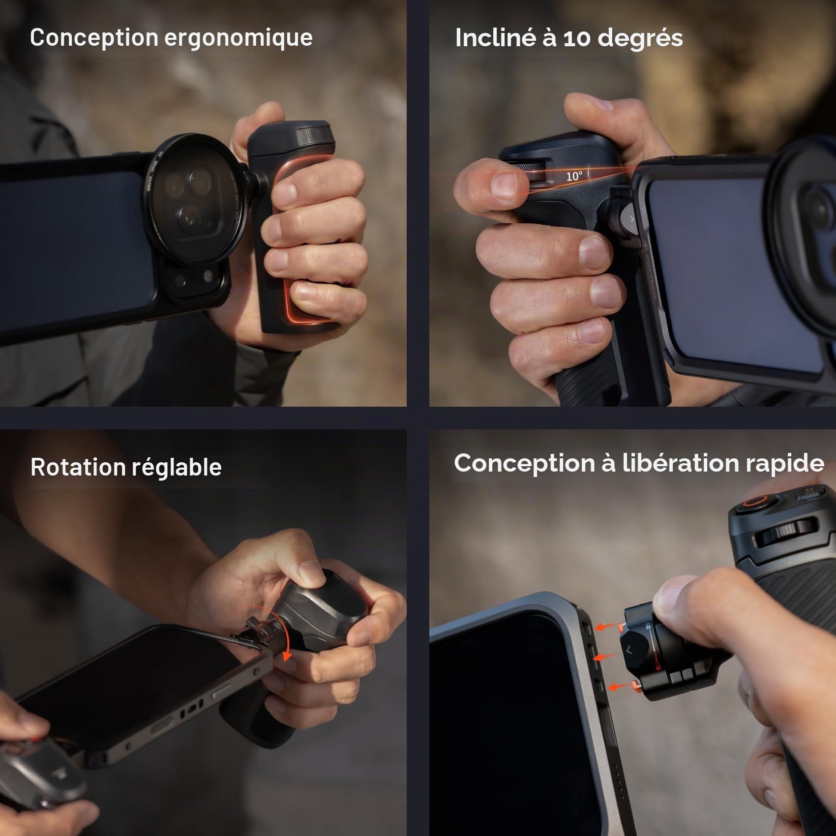 PGYTECH ProShot Kit Cage Vidéo pour Smartphone, Stabilisateur Professionnel pour Vlog en Aluminium avec Double Poignée à Libération Rapide & Commande Bluetooth sans Fil pour iPhone 17 Pro