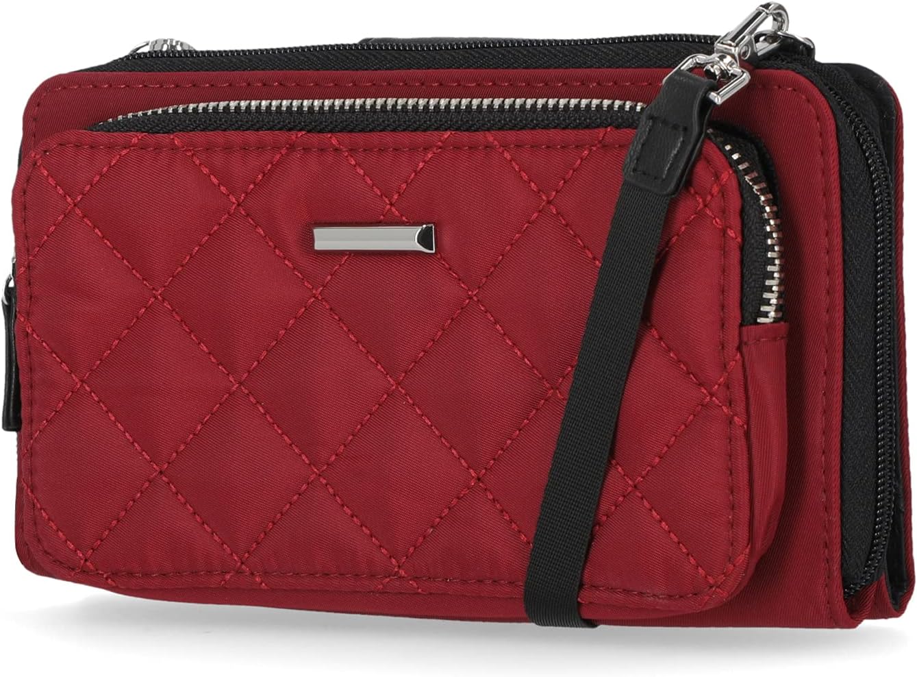 Mundi Mavis Womens RFID Crossbody Wallet Purse with Smart Phone Pocket, Deep Red, One size